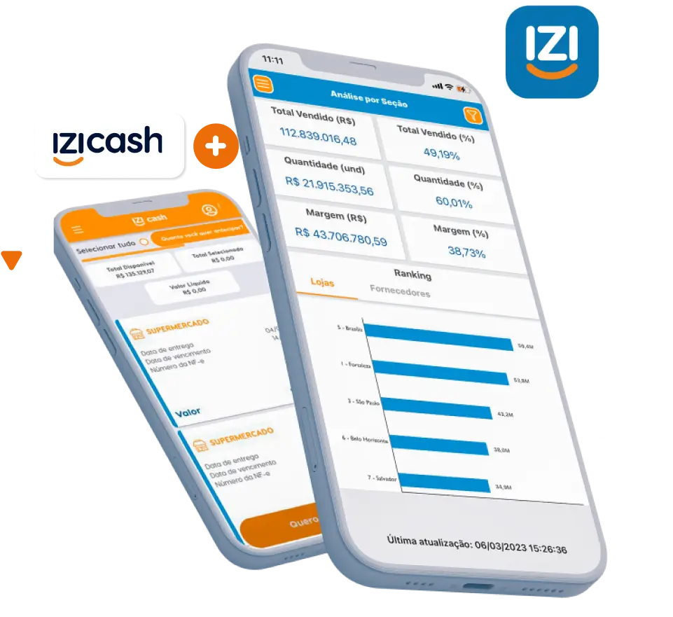Aplicativos mobile do IZI.app e IZIcash