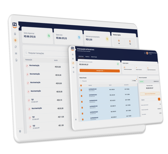 Antecipação de recebíveis na plataforma IZI CASH